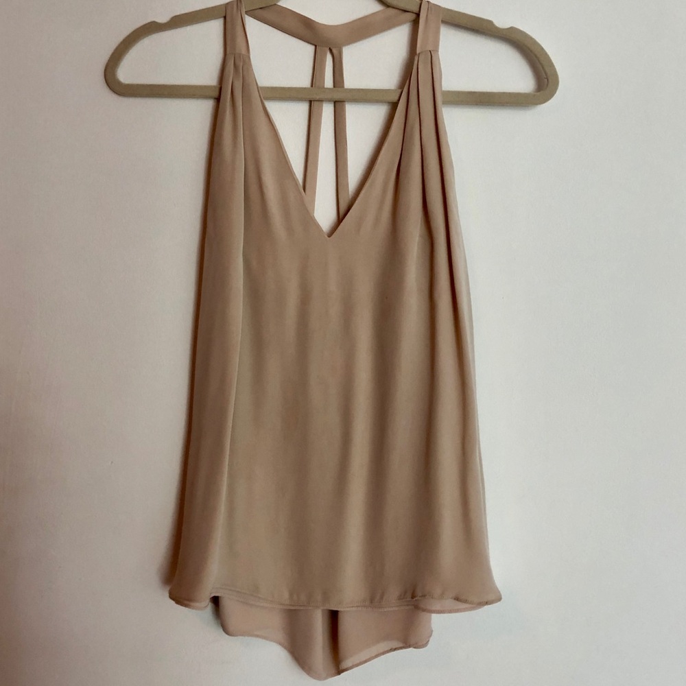 Haute Hippie Deep V Strappy Silk Tank